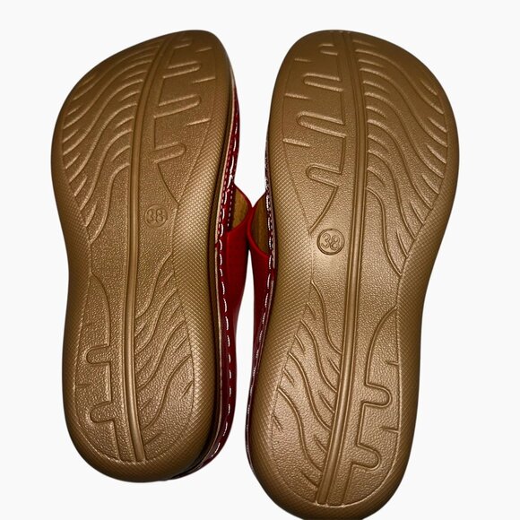 TWO 2 Pair Comfy Ortho Wedge Sandals 38 (7-7.5) - Soft Glam Cutout Slip-Ons - Picture 9 of 9